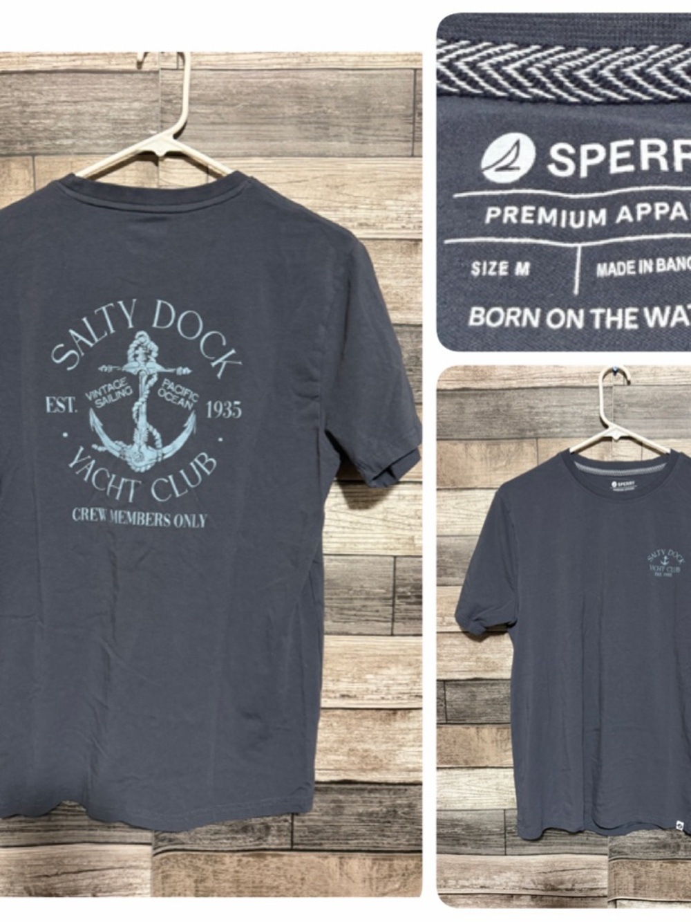 Sperry Salty Dock Yacht Club T-Shirt Men’s M Gray Short Sleeve Casual
